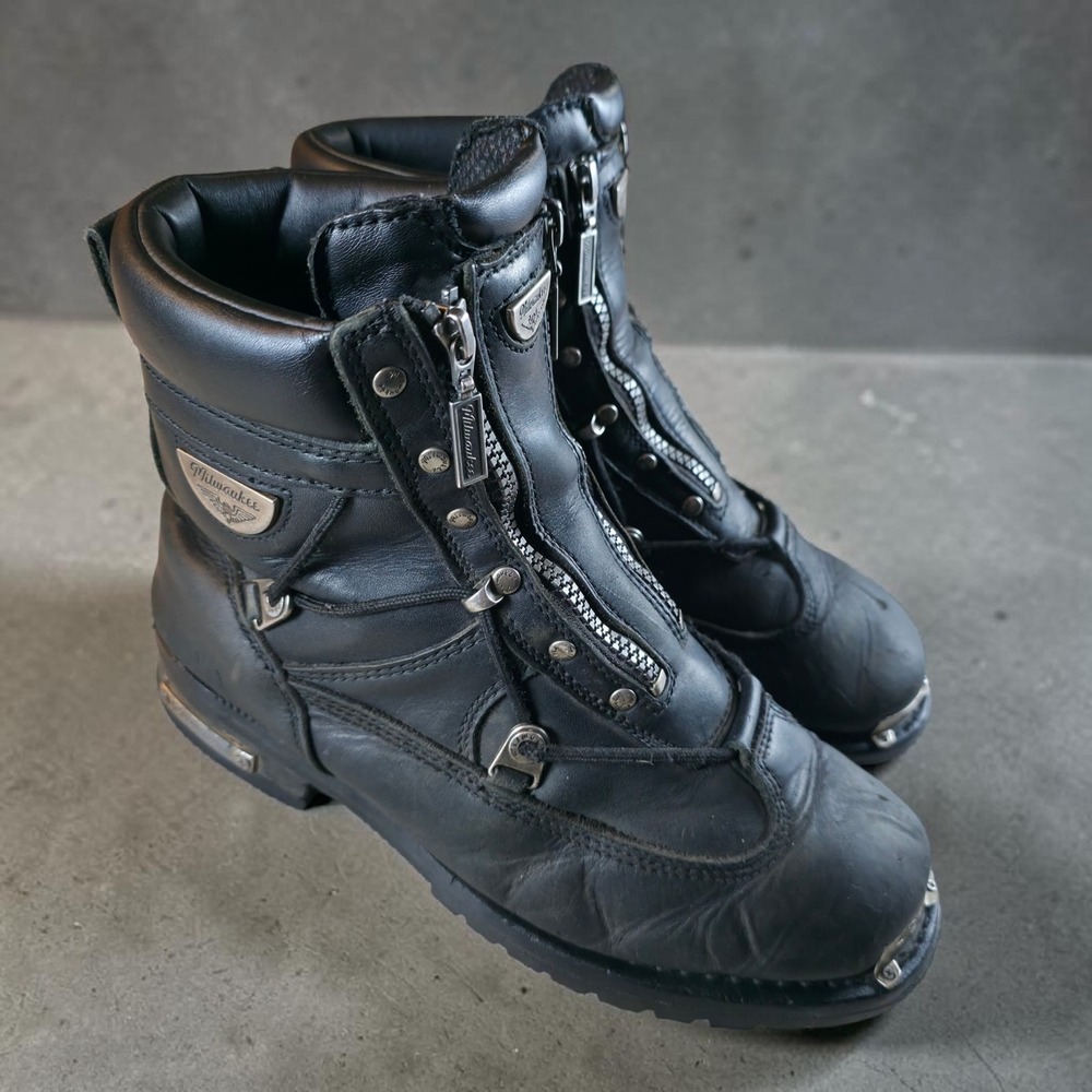 Milwaukee Boots Black Throttle Biker Motorcycle Riding Women's 9 / Men's 7.5
